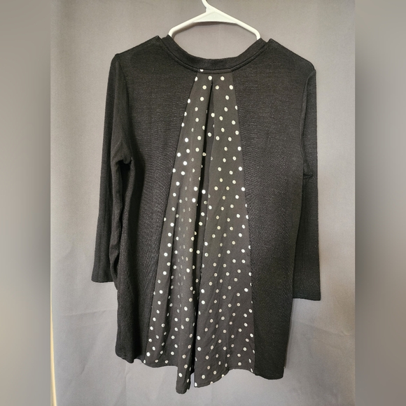 Market and Spruce Haileah Top, Women's Medium Black Top with Silver Polka-dots - Picture 5 of 7